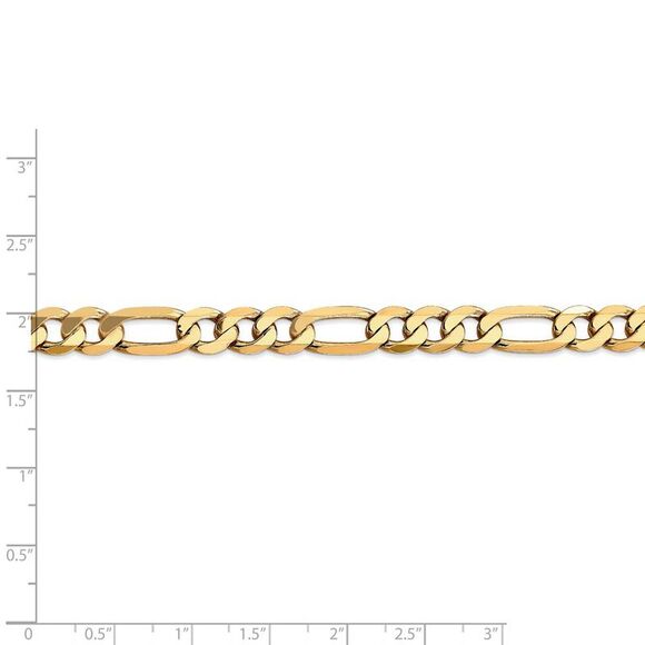 Men's 7.5mm, 14k Yellow Gold, Flat Figaro Chain Necklace, 26 Inch - Picture 5 of 8